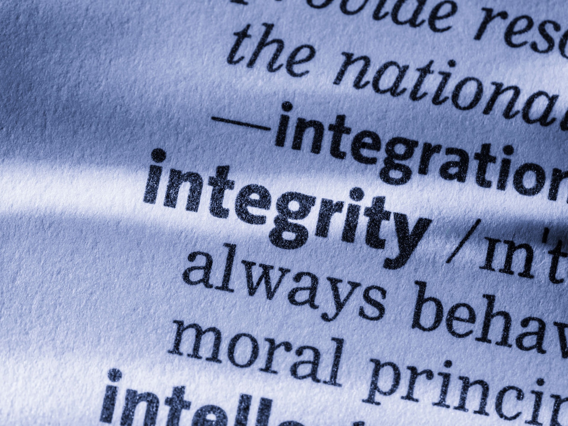 Integrity written in the dictionary